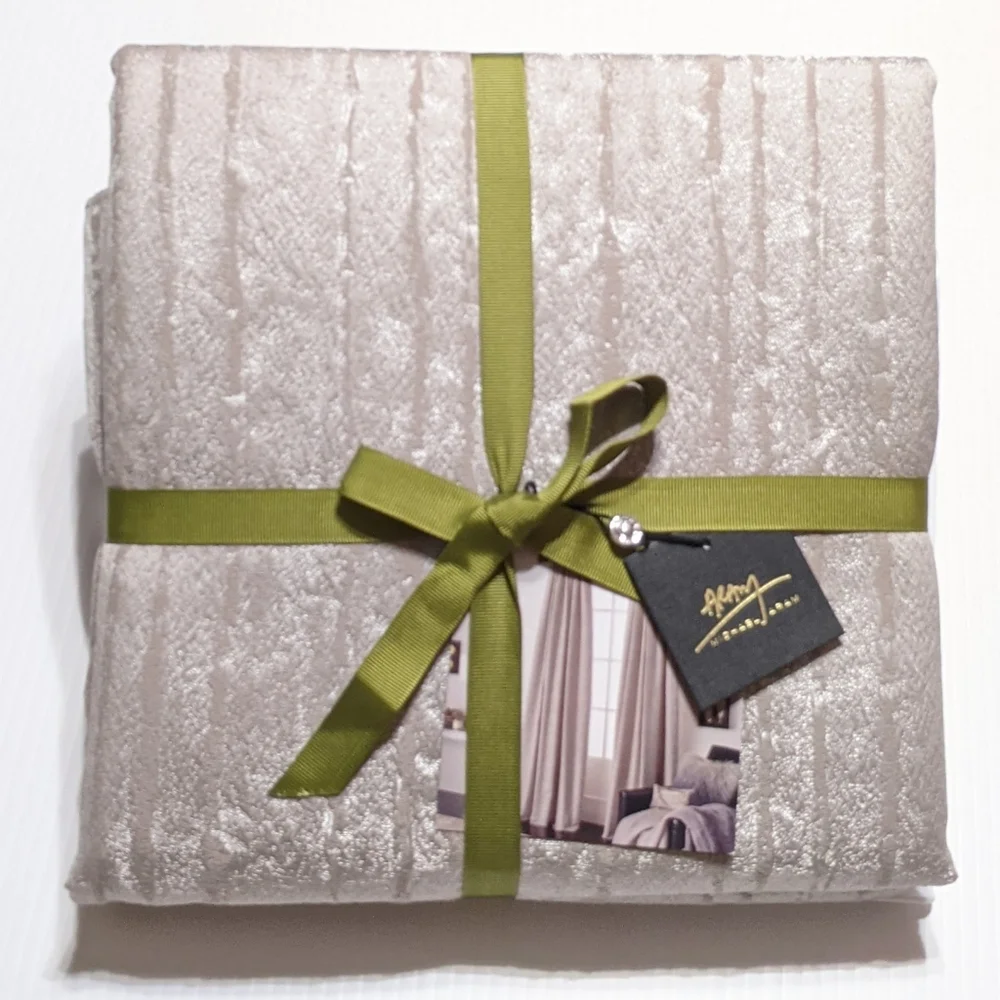 Michael Aram Silver Beige Velvet Curtain Panels
